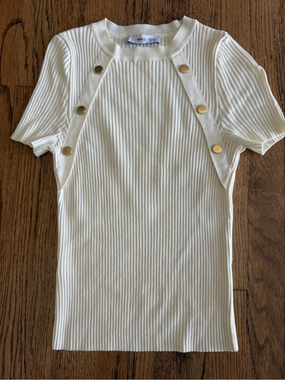 Mango Cream Top with Gold buttons